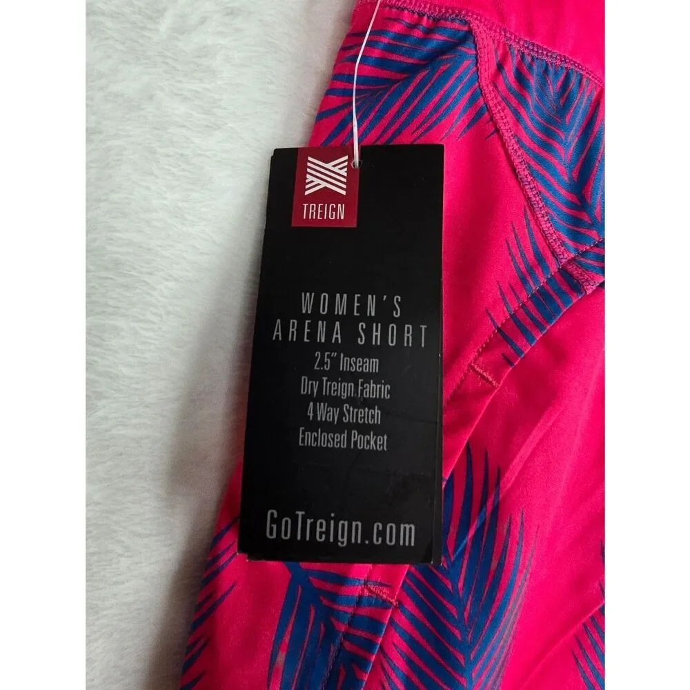 3/$25 Treign Women’s Athletic Shorts XL Pink Palm Print Running Gym NWT